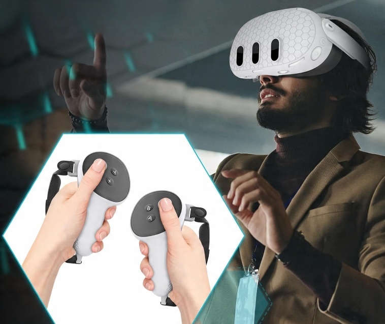 ZESTAW 7w1 SILIKONOWA OCHRONA ETUI DO OCULUS META QUEST 3 VR OSŁONA BIAŁA - obrazek 7