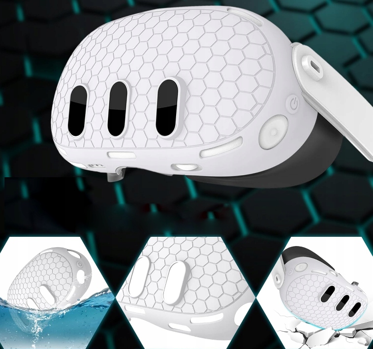 ZESTAW 7w1 SILIKONOWA OCHRONA ETUI DO OCULUS META QUEST 3 VR OSŁONA BIAŁA - obrazek 4