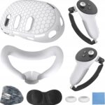 Zestaw 7w1 silikonowa ochrona etui do Oculus Meta Quest 3 VR osłona BIAŁA