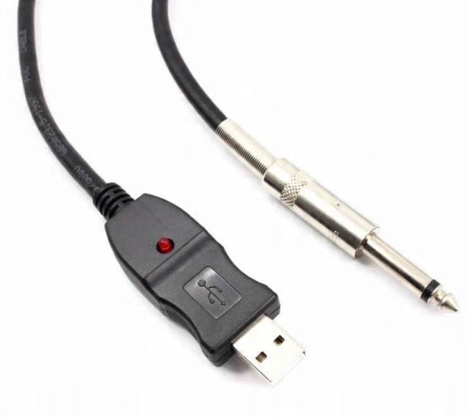 KABEL PRZEWÓD USB DO GITARY JACK 6,3 INTERFEJS USB 2.0 3M PRZEWÓD GRUBY - obrazek 2