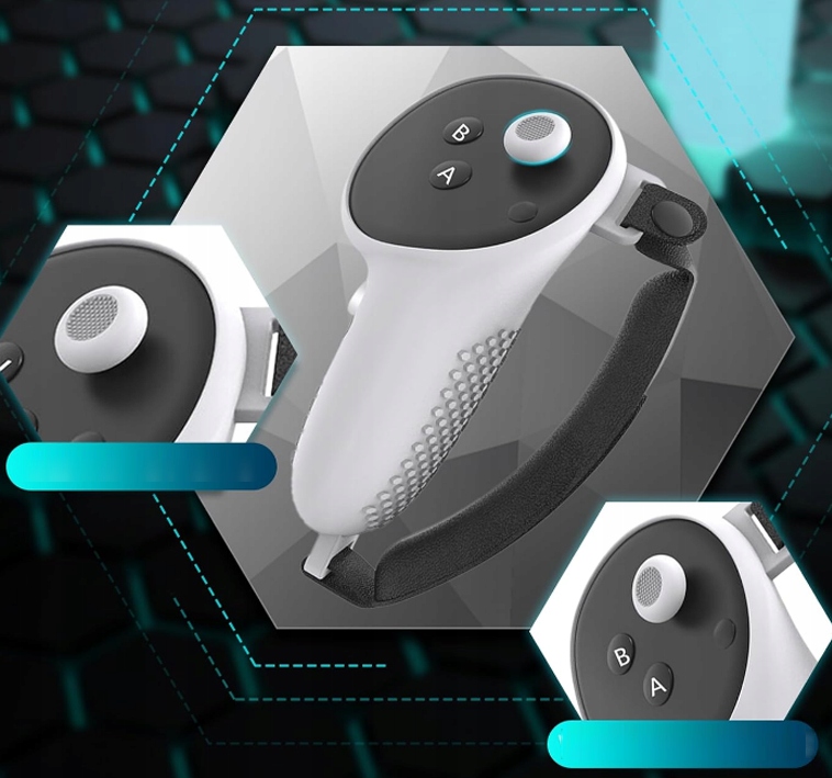 ZESTAW 7w1 SILIKONOWA OCHRONA ETUI DO OCULUS META QUEST 3 VR OSŁONA BIAŁA - obrazek 3
