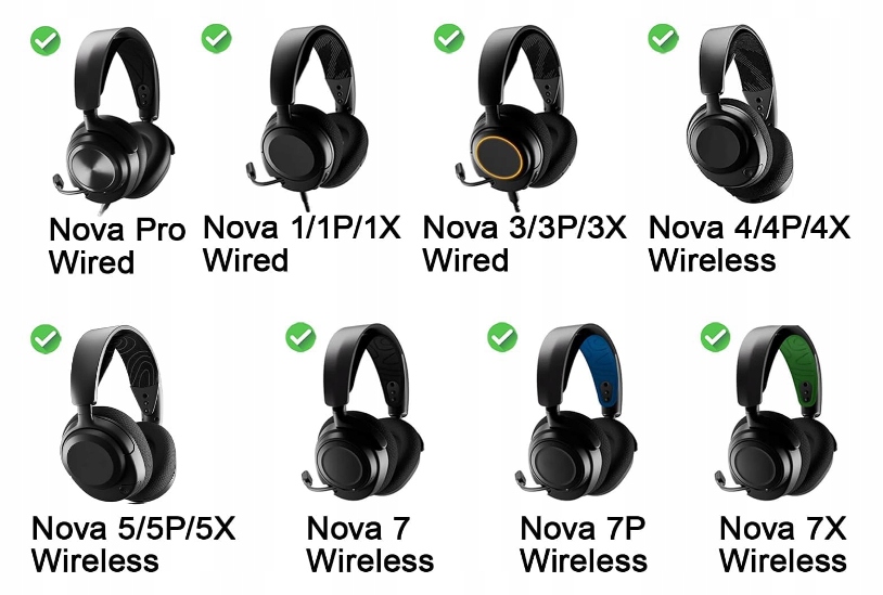 NAUSZNIKI GĄBKI PADY DXS DO Steelseries Arctis Nova 1 3 5 7P 7X Nova3 SZARE - obrazek 4