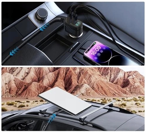 KABEL ZASILAJĄCY DO STARLINK CAR Do DC z USB-A i USB-C 3M, 100 W 12-24V - obrazek 3