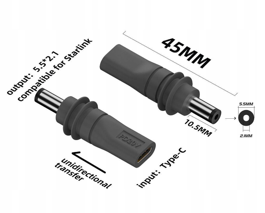 ADAPTER KABEL ZASILAJĄCY DO STARLINK - USB-C -> DC, 100 W PD20V - JAKOŚĆ - obrazek 5