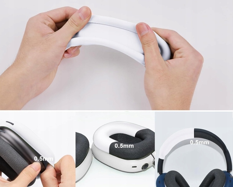 ZESTAW 3W1 DO AIRPODS MAX SILIKONOWA OCHRONA ETUI NAUSZNIKI POKROWIEC BIAŁY - obrazek 4