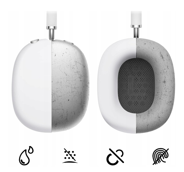 ZESTAW 3W1 DO AIRPODS MAX SILIKONOWA OCHRONA ETUI NAUSZNIKI POKROWIEC BIAŁY - obrazek 3